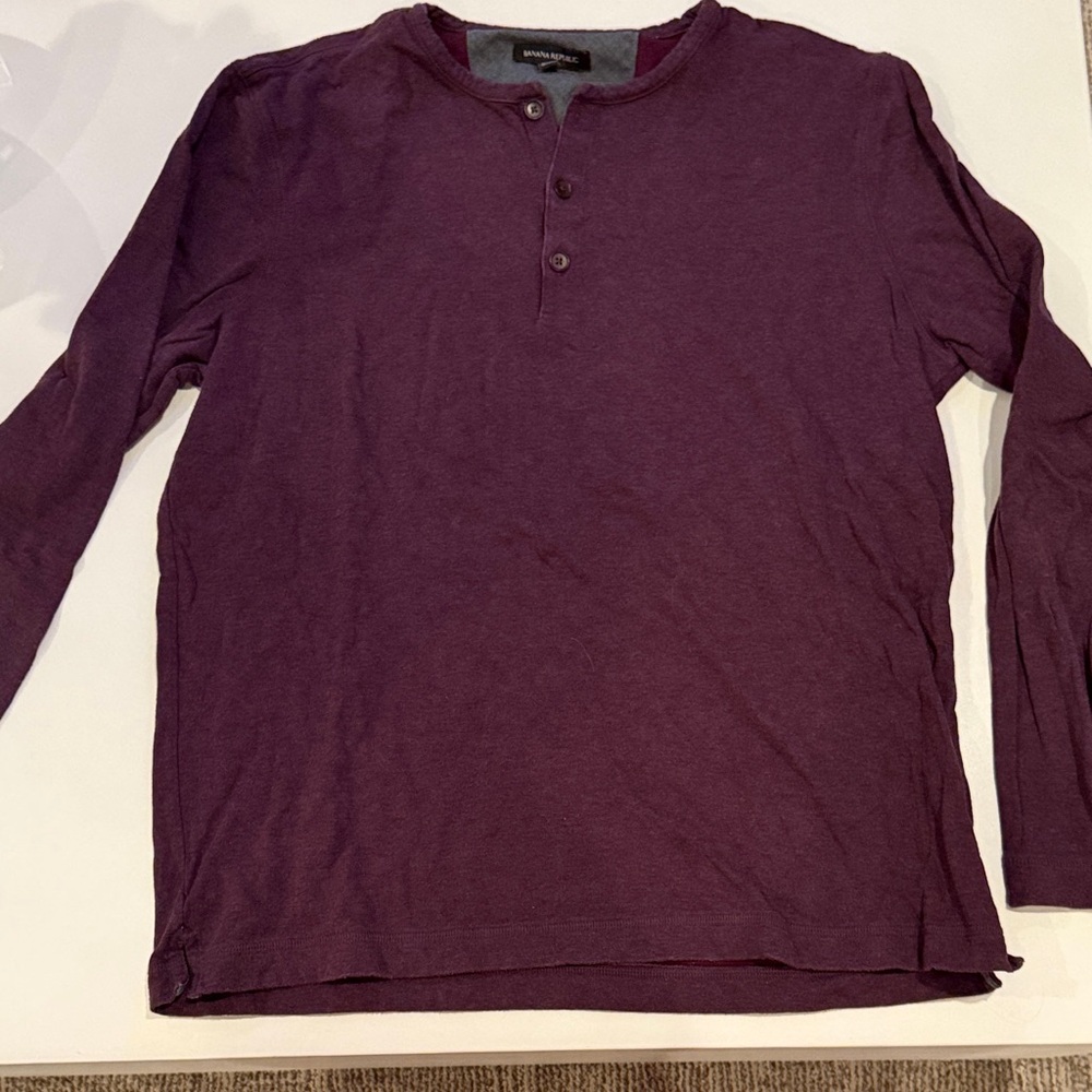 Banana Republic Men's Long Sleeve Henley - Deep Purple